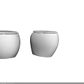 Two White Modern Toilets Placed Against Gray Wall In Neutral Background